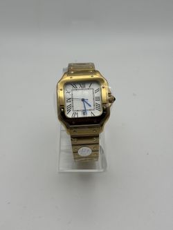 Gold-Tone Square Watch with Roman Numerals 