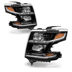 for 2015 2016 2017 2018 2019 2020 Chevy Suburban/Chevy Tahoe Headlight Assembly 16-19 Chevrolet Suburban 3500HD Chrome Housing Amber Reflector Replace