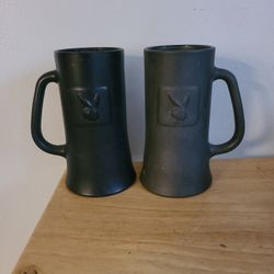 Pewter Glass Lined Antique Playboy Mugs