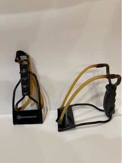 2x Marksman Folding Slingshot Bundle + 9 Foam Practice Balls – Like New