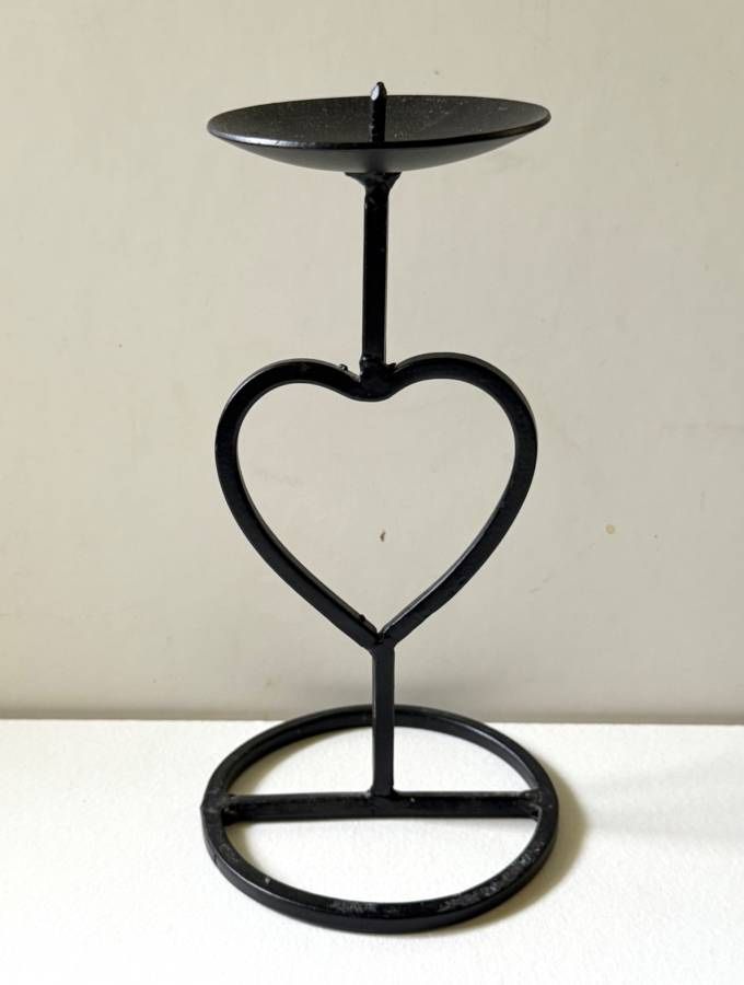 Wrought Iron Freestanding Heart Candle Holder Home Decor Accent