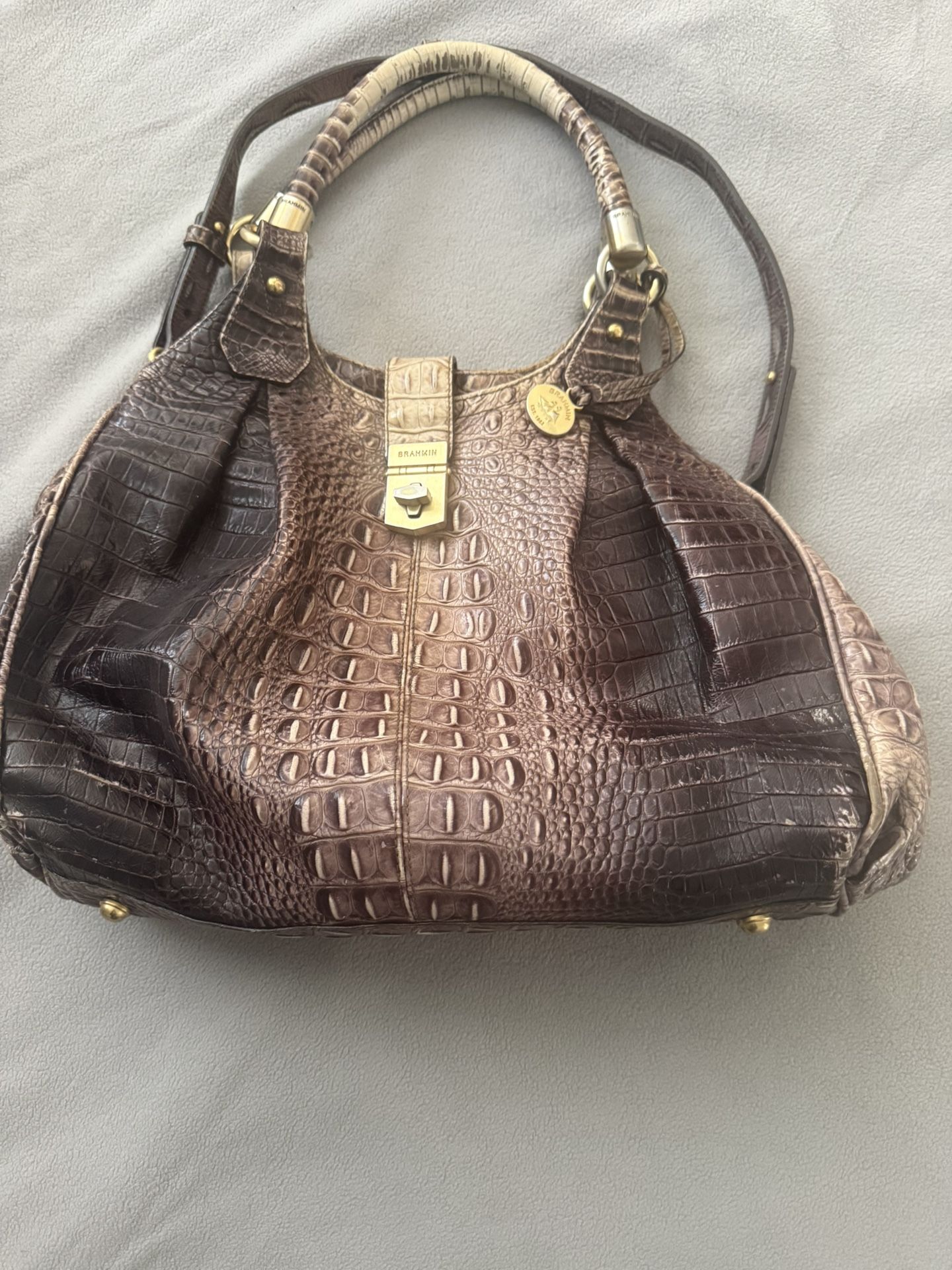 Purple Croc Brahmin Satchel