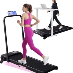 Electric Walking Pad Treadmill with Incline and Handle Bar