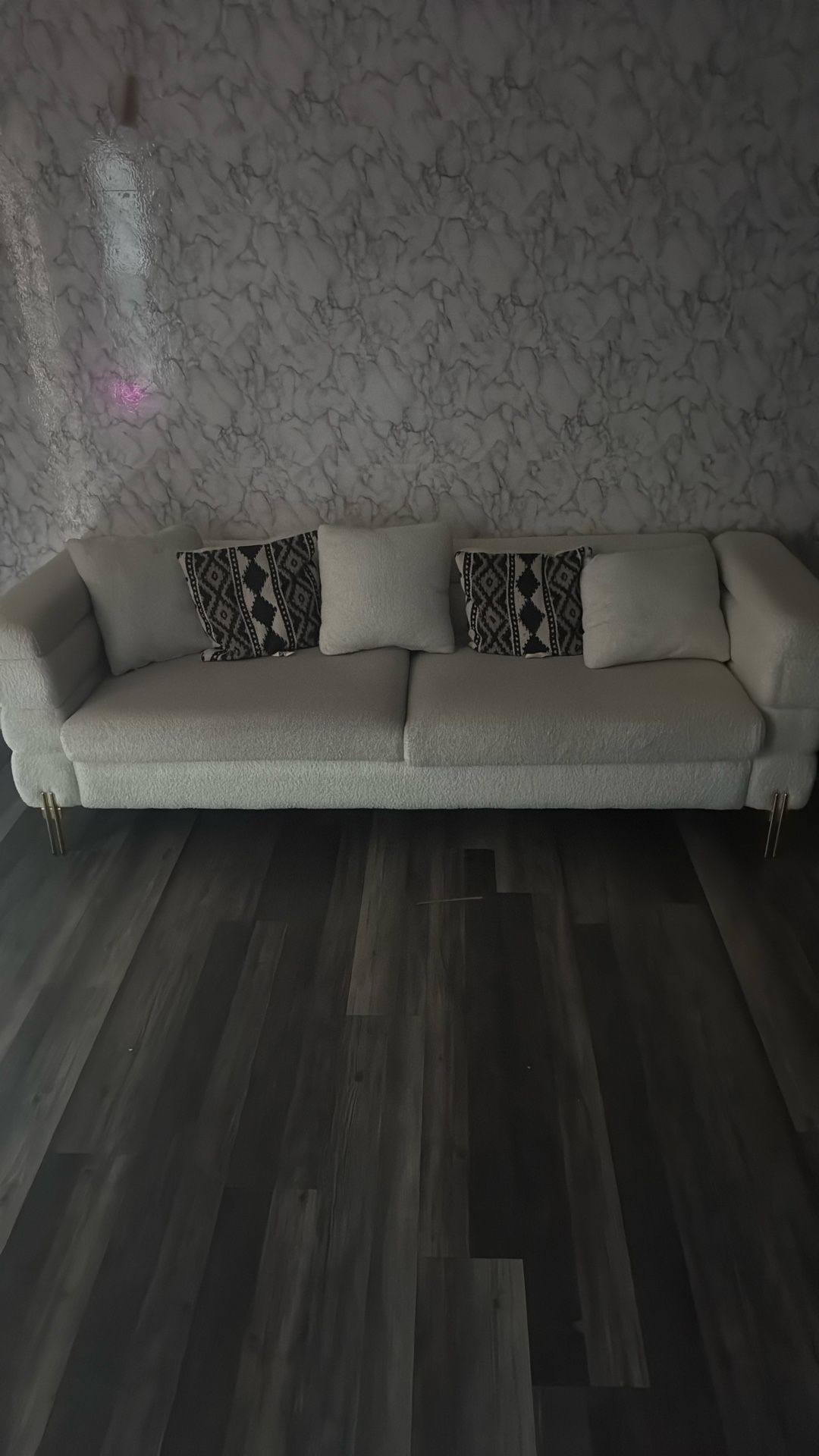 Comfortable Oversized White Boucle Sofa - 85 inch,