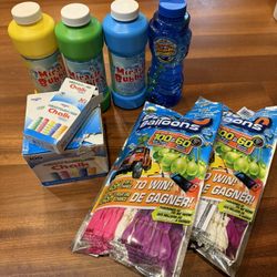 Summer Kids Outdoor Bundle Bubbles Water Balloons Chalk 