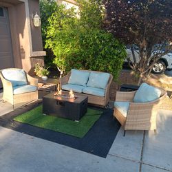 Patio Set Fire Pit And Furniture Set With Cushions 