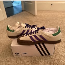Adidas x Kith Samba trainers in white and purple #sneakers