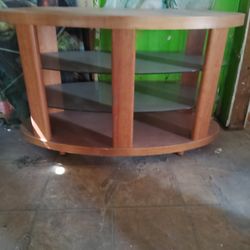 Nice Glass  And Wood Oval Table