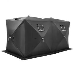 615*Portable Ice Shelter, 6-8 Person Pop-Up Ice Fishing Tent, 70 Square Feet Fishable Area, Ice Shanty for Winter Fishing, Waterproof Oxford Ice Cube