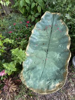 Handmade unique hand painted cement birdbath.