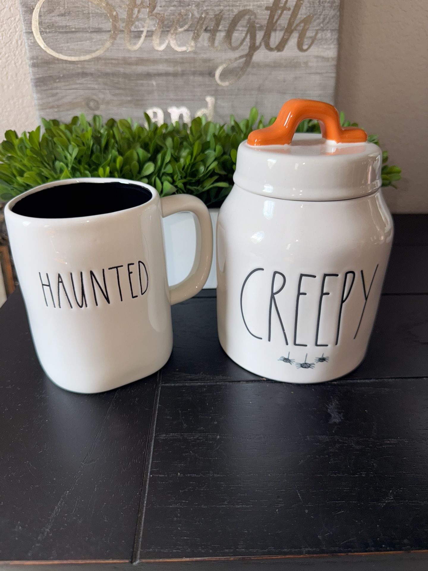 Rae Dunn Creepy Cansiter And Mug