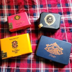 Wooden Cigar Boxes Empty, Assorted Brands and Sizes, Lot of 4