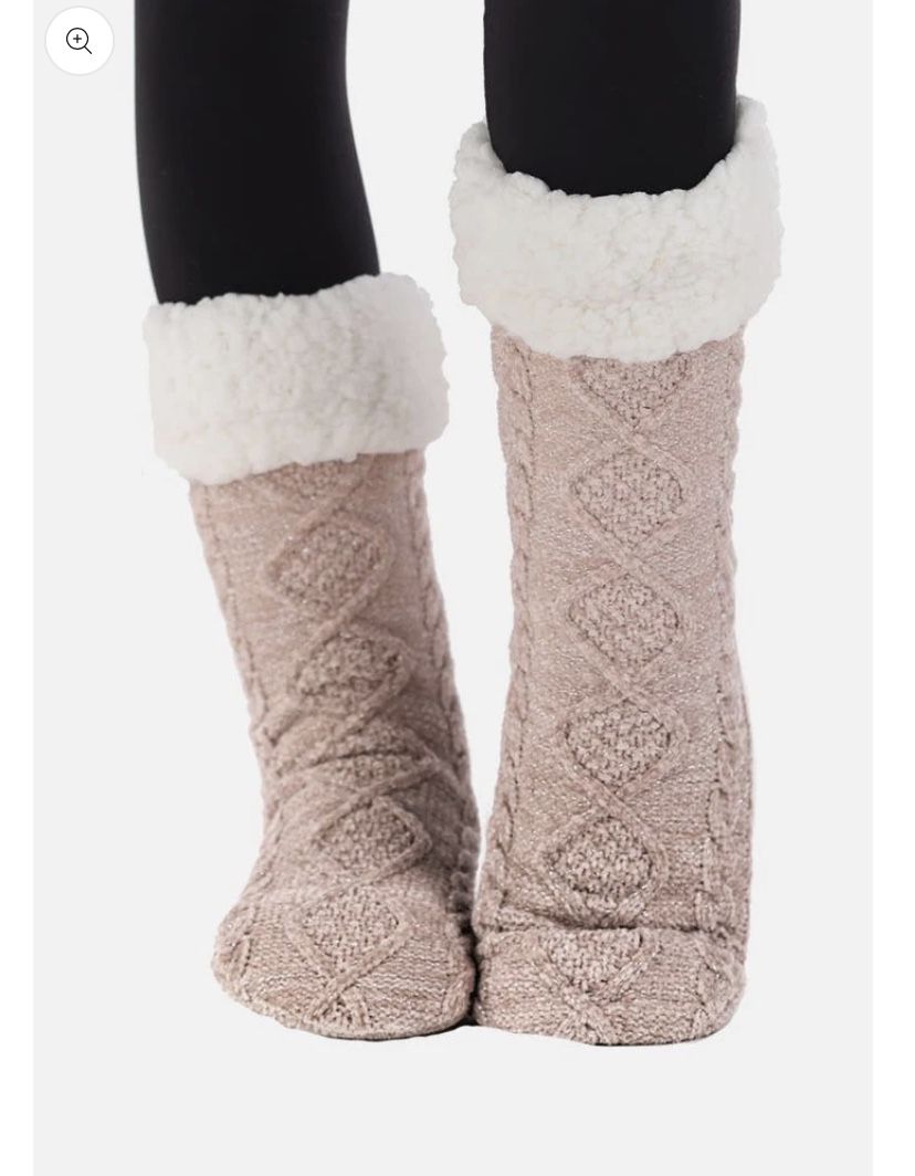 THE COMFY Slipper Socks with Non-Skid Sole - Blush Sparkle (One Size)