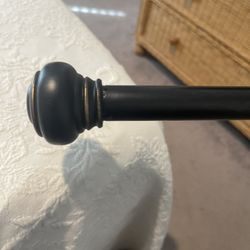 Black Metal Curtain Rod 103” - 125” With Finials. No Hardware. 