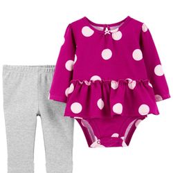 2-Piece Polka Dot Bodysuit Pant Set - 6M