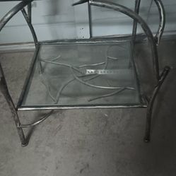 Silver Branch Design Table With Glass Top