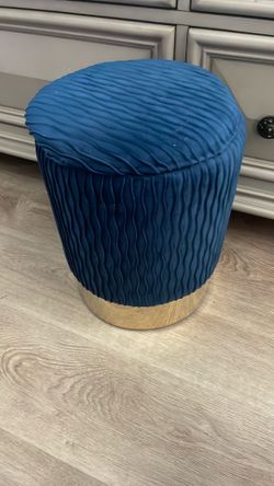 Blue and gold vanity chair,