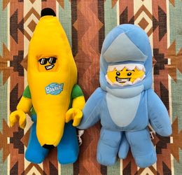 LEGO LEGOLAND Shark Suit Guy & Banana Guy 9” Plush Set 2 Manhattan Toy