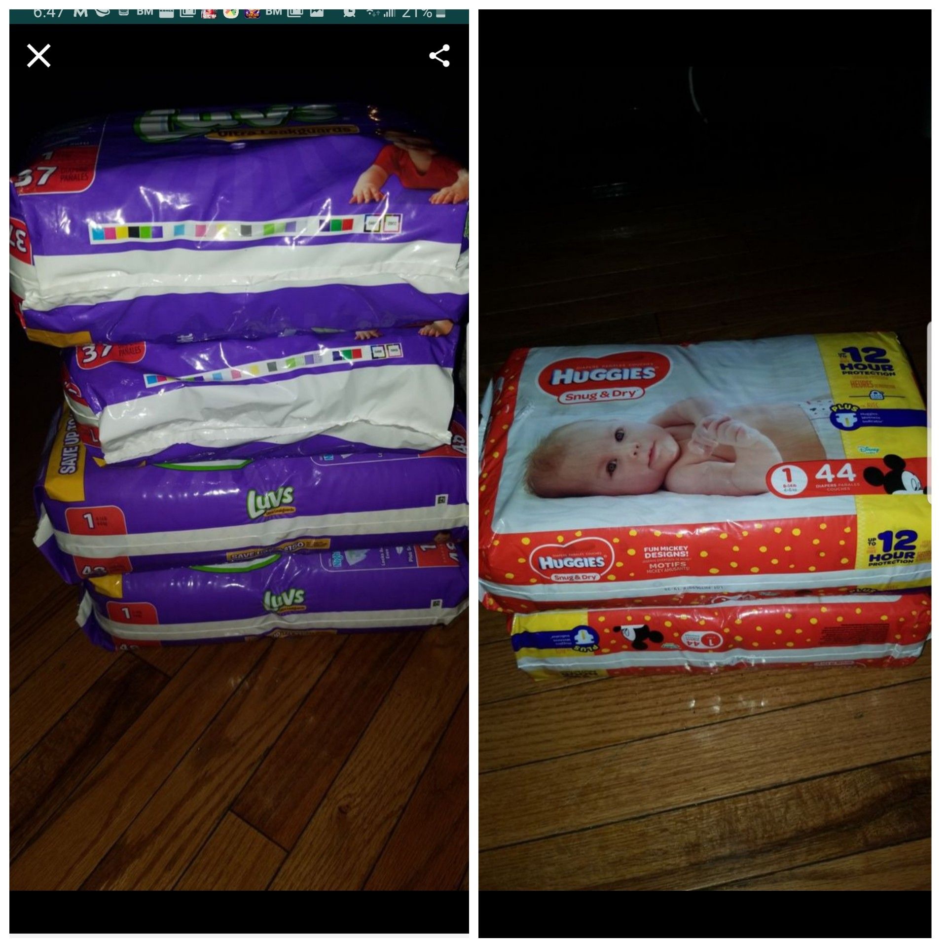 Luvs and Huggies Diapers