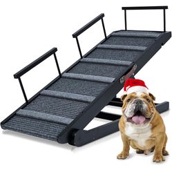Dog Ramp for Bed, Meulbaty Folding Pet Ramp for Small and Medium Dog & Old Cat, 15.7" to 27.6" Height Adjustable Wooden Dog Ramps for Car or Couch, No