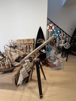 CHROME NAUTICAL TELESCOPE ON TRIPOD STAND - ADJUSTABLE HEIGHT - $80!