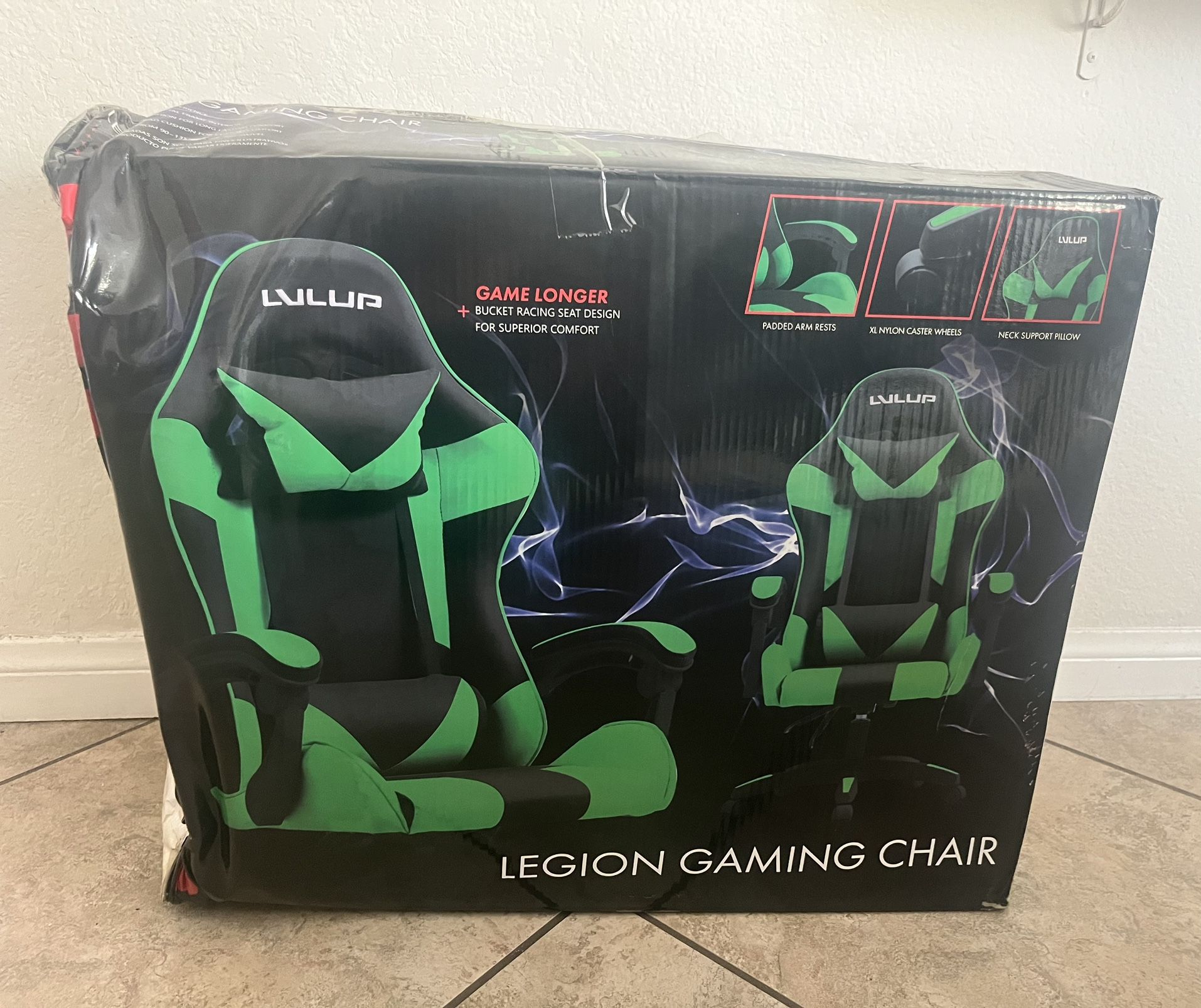 green LVLUP legion gaming chair
