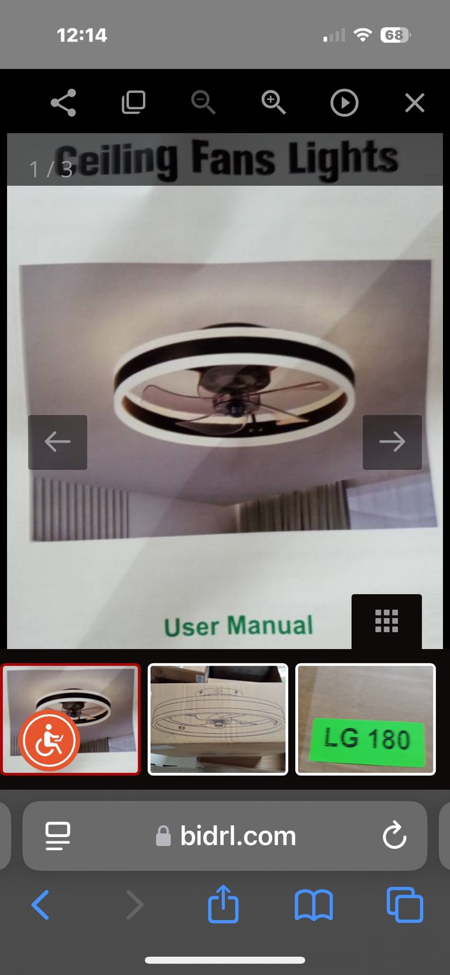 Remote Control Ceiling Fan W/LED Light
