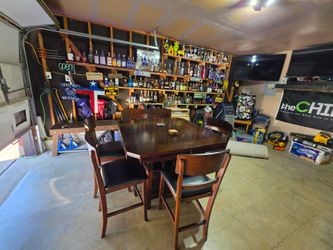 Solid wood Round and square bar Height Dining Table with 6 Chairs