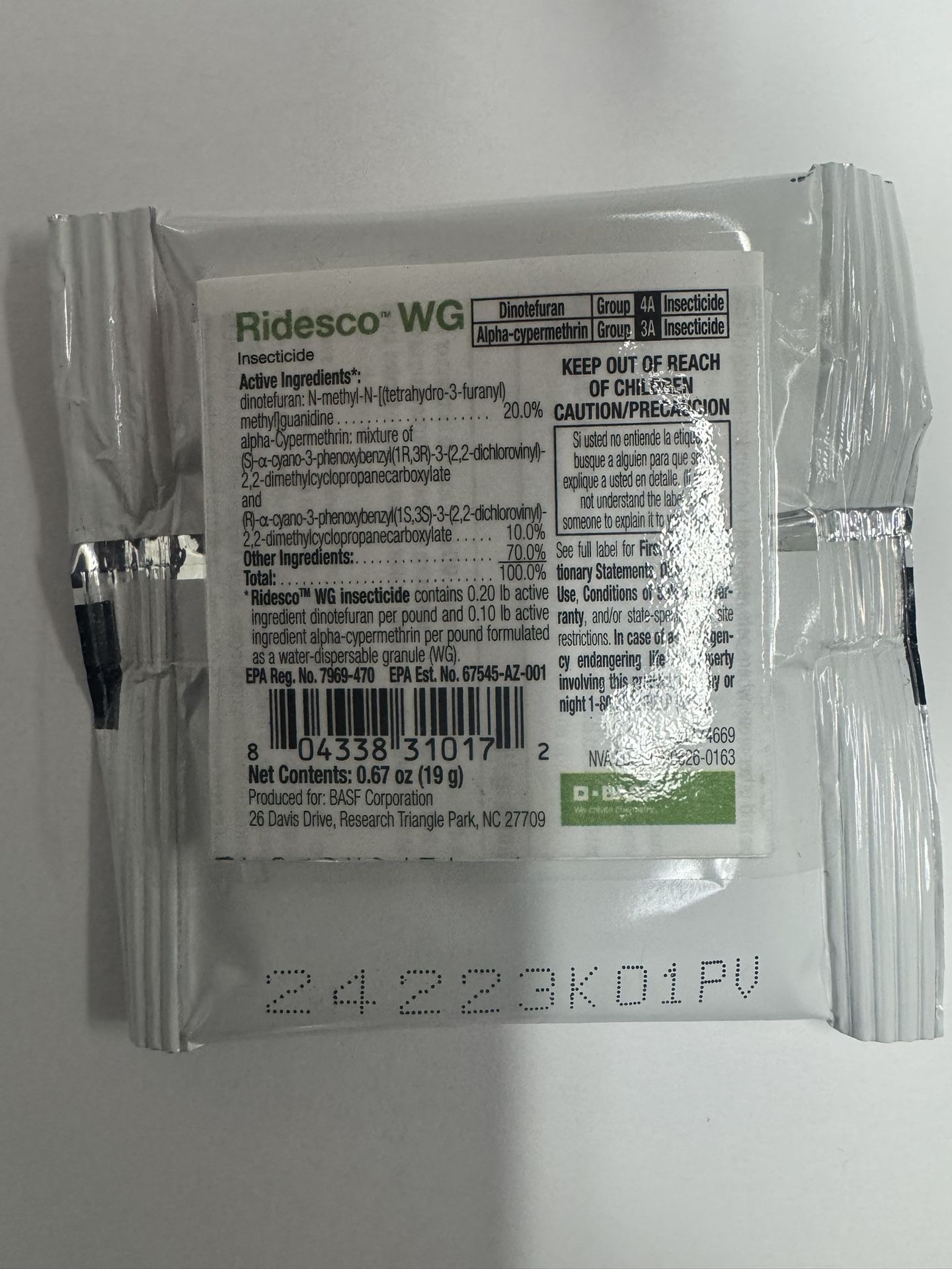  Ridesco WG Rapid Response, Two Powerful Active Ingredient Quick Release Insect Killer for Indoor or Outdoor Applications, 19g Packet 