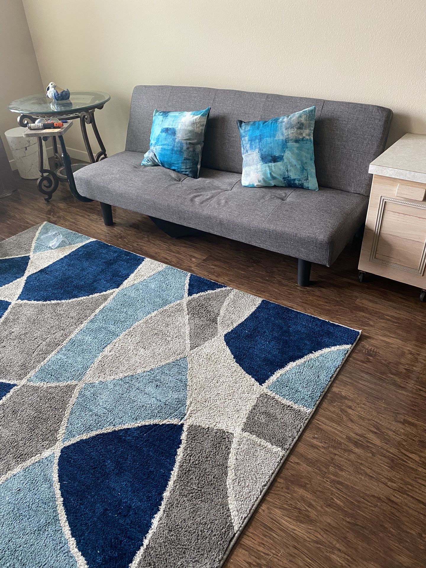 Grey Modern Futon With Small Desk Attached
