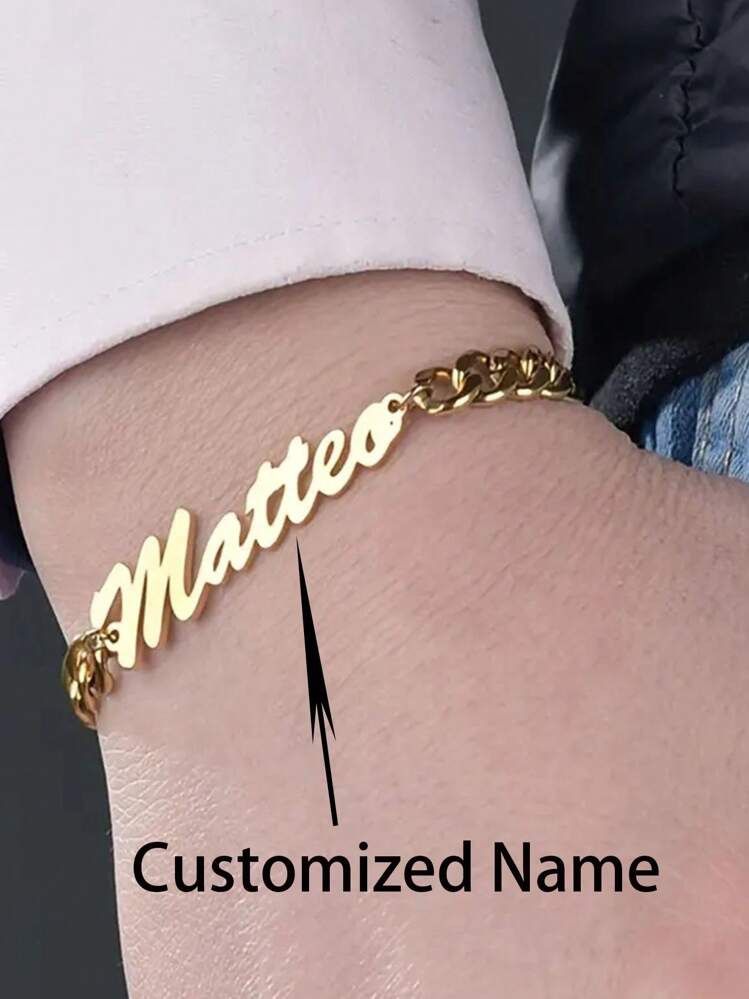 Gold Customizable Name Bracelet Cuban Link