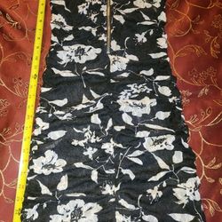 Floral Black And White strapless dress Zipper Top. Vestido Blanco Con Negro Sin Mangas