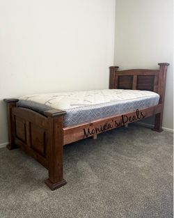 Twin Solid Wood Bed With Mattress $380