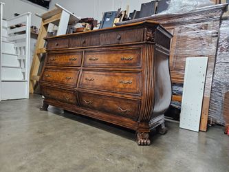 Traditional Wood Dresser with Carved Details
