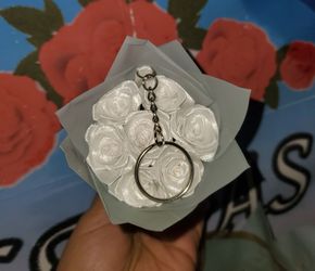 Ribbon rose keychains
