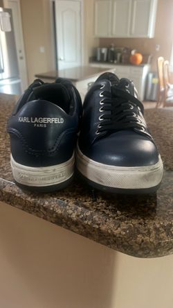 Karl Lagerfeld Paris Navy Leather Sneakers