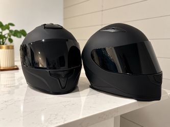 Matte Black Full-Face Motorcycle Helmets – Pair