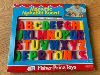 Vintage Fisher Price Alphabet Classic Magnetic Tray With 35 Letters