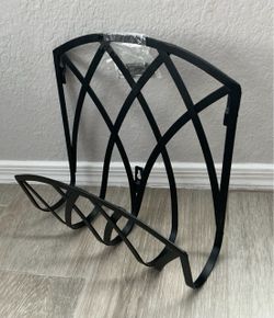 Hampton Bay Black Metal Wall Mount Garden Hose Holder Rack Hanger