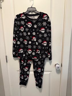 Disney Tim Burton Nightmare Before Christmas black pj microfleece M 8-10