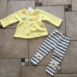 NWT Yellow 2 Pcs Outfit Set Size 18-24m