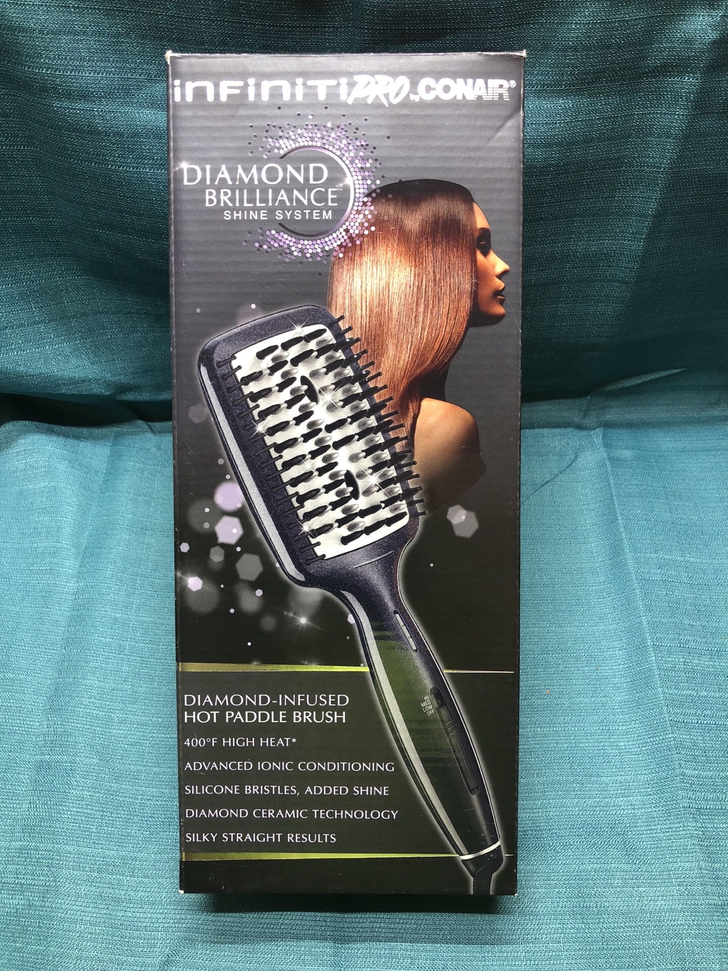 New! Infiniti Pro Conair Diamond Brilliance - Diamond Infused Hot Paddle Brush