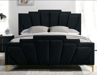 Brand New Black & Gold Queen Bed Frame