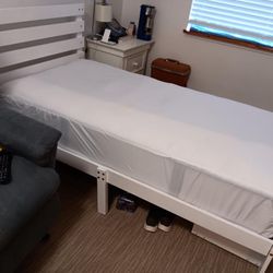 Twin White Frame And Mattress- 6 Months Old! Like New!