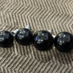 Pair Of Black Ball Stud Earrings