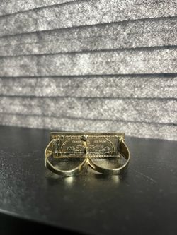 $100 dollar bill 10k gold 2 finger ring