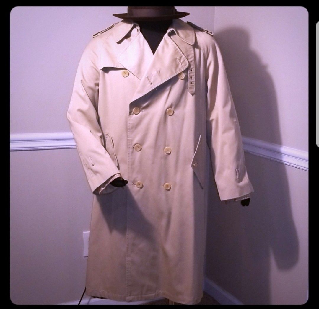 Vintage Bambergers Burberry Like Trench Overcoat