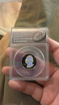 ANACS Washington Quarter Black Ruthenium & Hologram