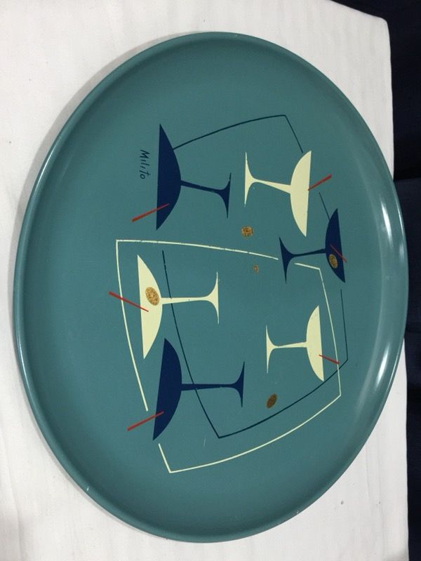 Authentic Mid Century Modern Metal Cocktail Serving Tray