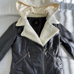 Women’s Faux Leather Sherpa Lined Bomber Jacket!